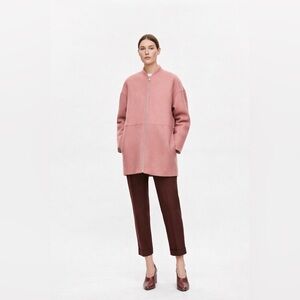 COS Felted Wool Jacket – Minimalist Dusty Pink Coat, Oversized Fit